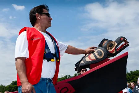 The magnificent 26-foot-long Raven Spirit, or Yéil Yéik dugout canoe crafted by Douglas (above) and Brian Chilton was originally commissioned for the National Museum of Natural History in 2008.