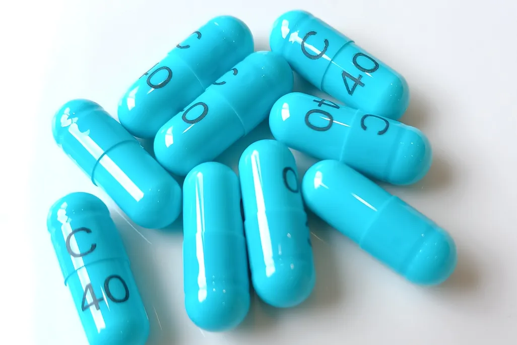 Blue capsule pills