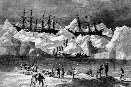 Crews abandon their ships during the Great Whaling Disaster of 1871. 