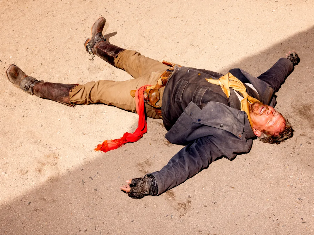 Bill Fortenberry rehearsing for the gunfight