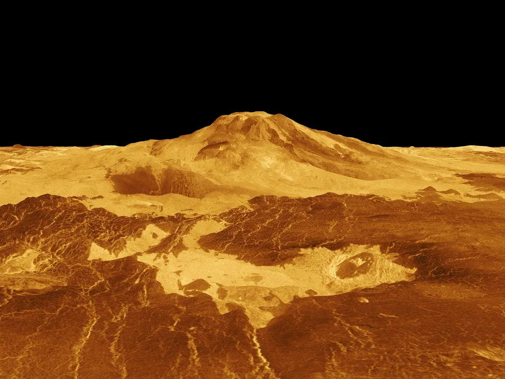 Computer-generated image of Maat Mons on Venus
