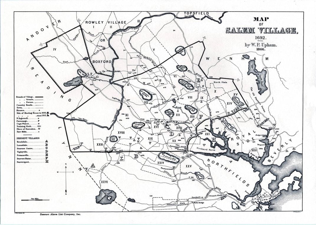 Map of Salem Village in 1692