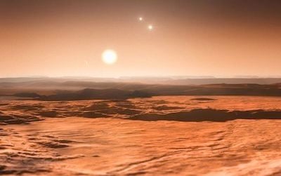 Fueling the trip to the exoplanet Gliese 667Cd, discovered earlier this week, would be one of humankind’s greatest challenges to date. Above is an artist’s rendering of a view from the planet.