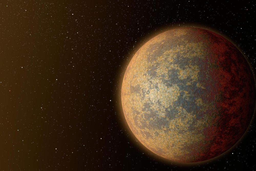 an illustration of a rocky planet in space