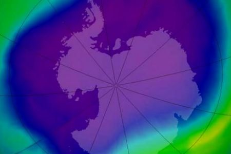 Climate change could produce an ozone hole over the U.S. similar to the one observed over Antarctica, above, in 2006.