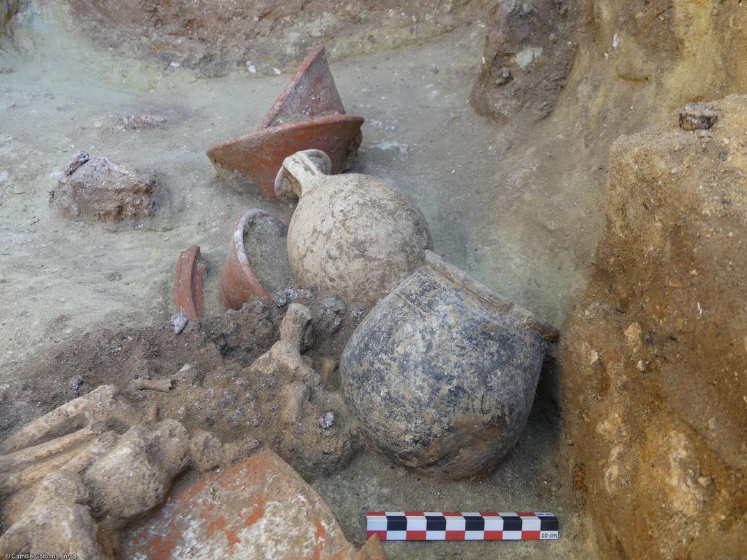 Ceramic vessels unearthed during the dig