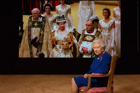 Her Majesty the Queen with archive footage