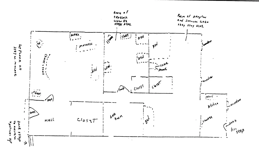 Floor plan of Fred Hampton's apartment