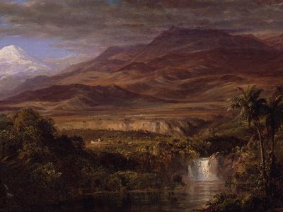Frederic Edwin Church, “Study for “The Heart of the Andes,”” 1858, oil on canvas, 10 1/4 x 18 1/4 in., Olana State Historic Site, New York State Office of Parks, Recreation and Historic Preservation, OL.1981.47.A.B.