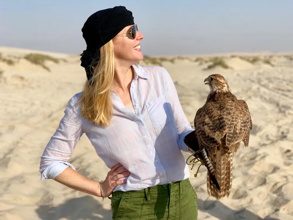 Television host Darley Newman explores falconry traditions in the desert of Qatar. She'll be speaking about Qatar at the Smithsonian on January 30. (Travels with Darley)