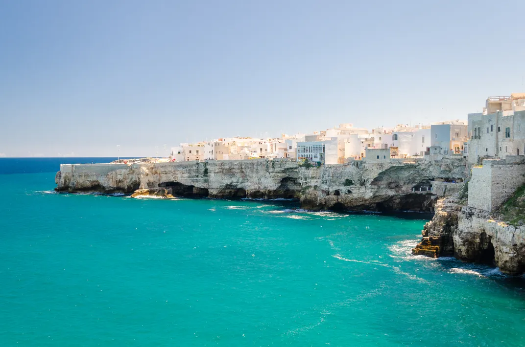 The cliffside Polignano a Mare in Apulia