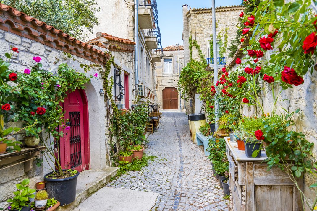 Typical street in the town of Alacati