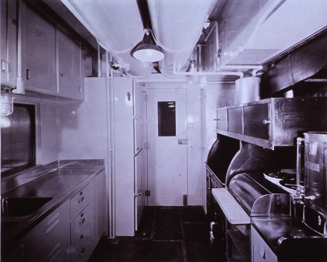 Interior view of a kitchen car in a U.S. Army Medical Department hospital train