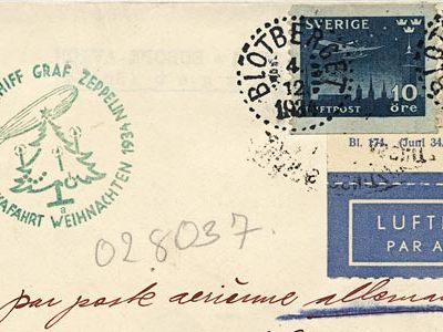 The cards and letters aboard the Graf Zeppelin bore a distinctive mark on their envelopes: a small image stamped in ink.