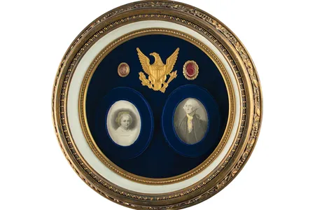 A framed display of locks of George and Martha Washington's hair is estimated to sell for upward of $75,000.