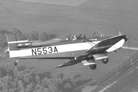 Aircraft designer Neal Loving flying his WR-3 near Springfield, Ohio.
