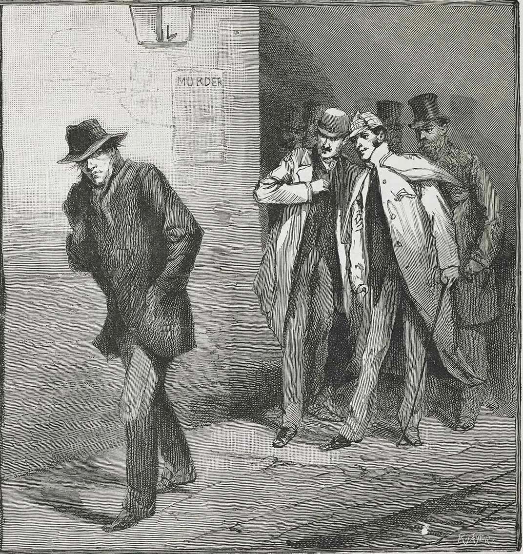 "With the Vigilance Committee in the East End: A Suspicious Character," an 1888 illustration from the Illustrated London News