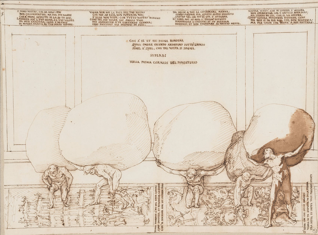 Zuccari's illustration of punishments in purgatory