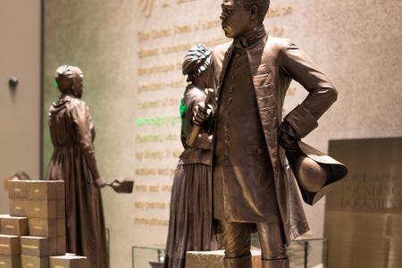 A statue of Benjamin Bannecker on view at the Smithsonian's National Museum of African American History and Culture, as seen in 2020