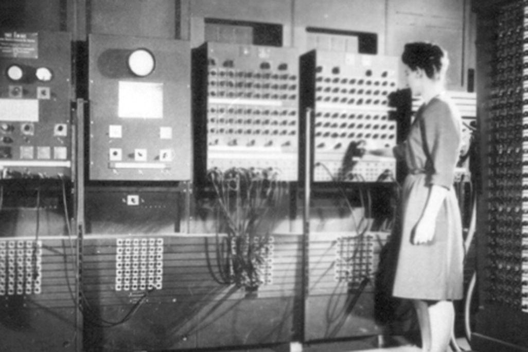 Two women operating ENIAC