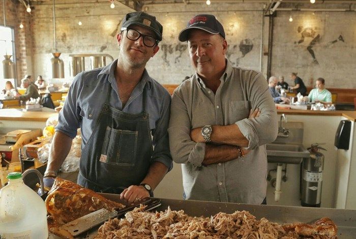 “The Southern BBQ Trail” episode. Still from Bizarre Foods with Andrew Zimmern,