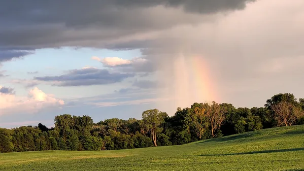 While driving and missing some spotty heavy rain noticed what looked like the end of the rainbow. thumbnail