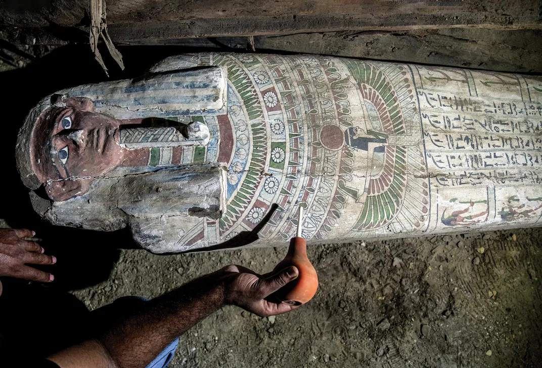 The coffin of a man who likely lived during the Late Period. 