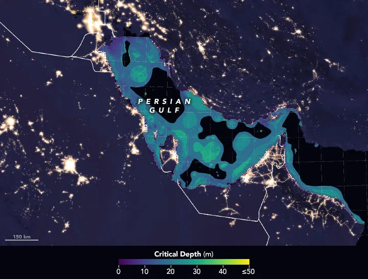 Map of light pollution near Persian Gulf