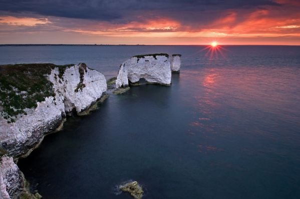 Old Harry Rocks denotes the Eastern boundary of the Jurassic Coast World Heritage Site in Dorset, England thumbnail