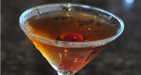 A Manhattan, mixed using Maker's Mark bourbon