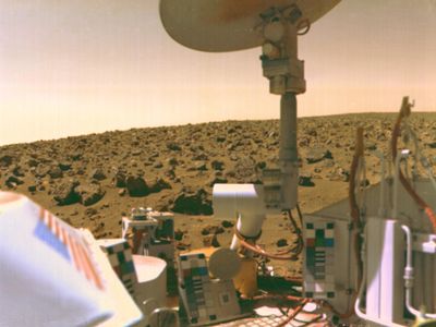 The Viking 2 lander rests on the Martian surface following its landing in September 1976. Questions about what exactly it found have never been put to rest, however. 