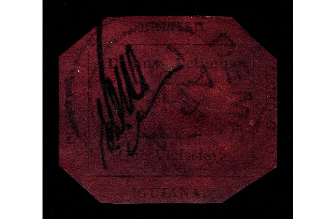 British Guiana One Cent Magenta  The British Guiana One-Cent Black on Magenta | Three