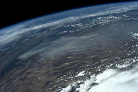 The Yosemite fire as photographed by astronaut Karen Nyberg on Saturday