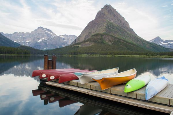Canoes at Swiftcurrent Lake thumbnail