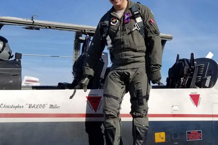 Michael Lenoch, on the day in 2018 that he soloed in a T-6 Texan during his training at Laughlin Air Force Base, Texas.