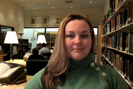 Example of a new meeting background in use, featuring the Dibner Library of the History of Science and Technology. (Smithsonian Libraries and Archives)