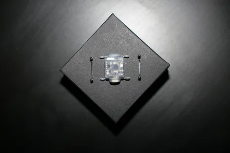 North Sense, about a square inch in size and enclosed in body-compatible silicone, can be anchored to the chest via titanium piercings.