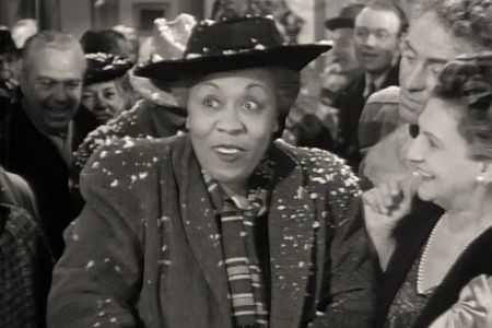 Lillian Randolph in It's A Wonderful Life, with a dusting of fake snow made from foamite, sugar, water and soap.