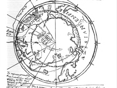 A drawing by explorer John Cleves as he mapped the northern poles.