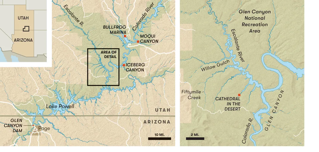 Karte der Region Glen Canyon