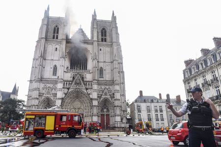 A fire at Nantes Cathedral destroyed stained-glass windows and a 17th-century organ.