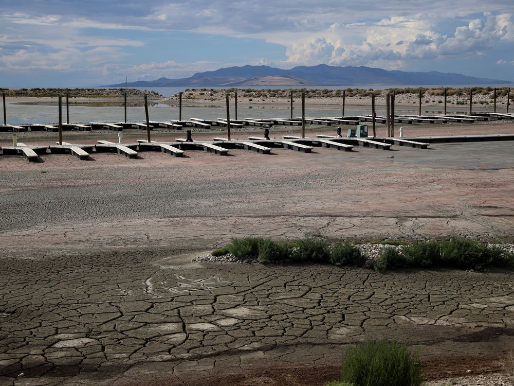 Boat docks on dry earth