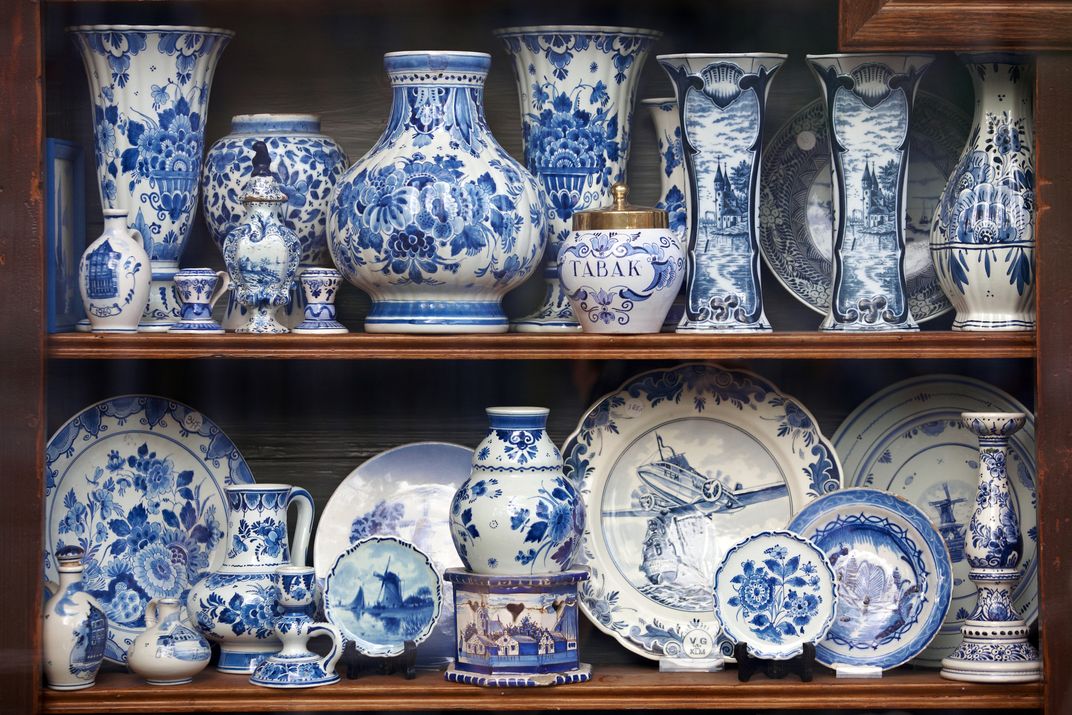 Traditional blue and white Delft porcelain