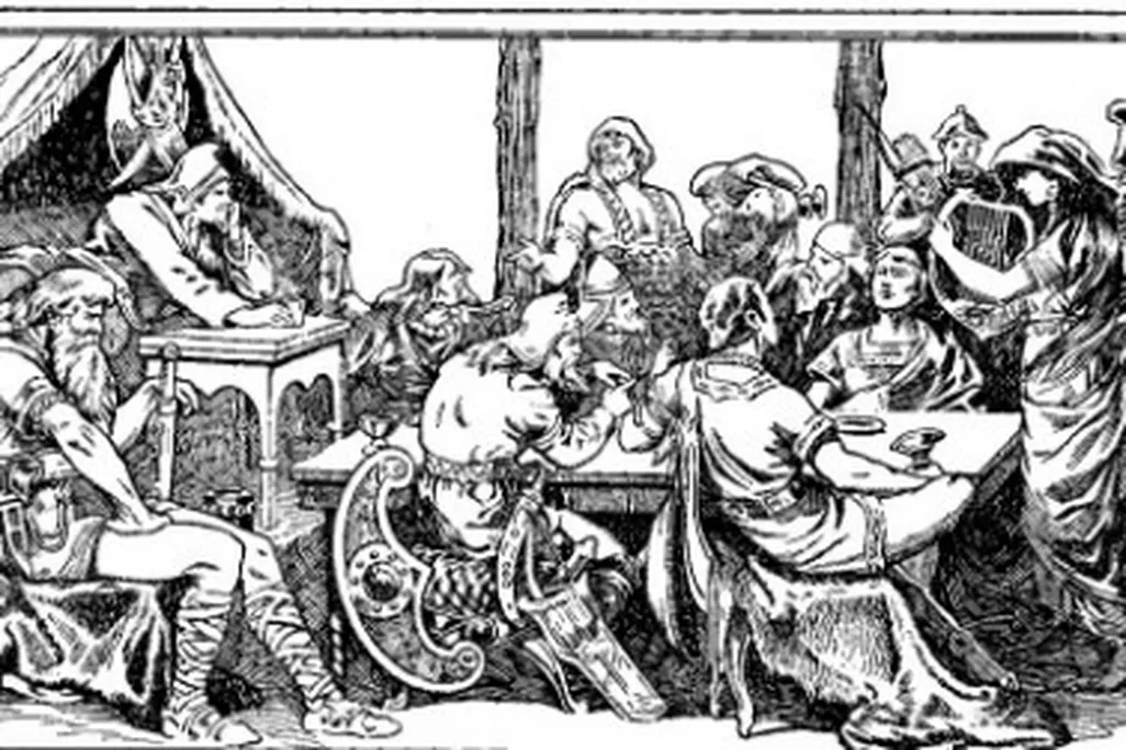 Attila entertains–as imagined by a 19th- century artist.