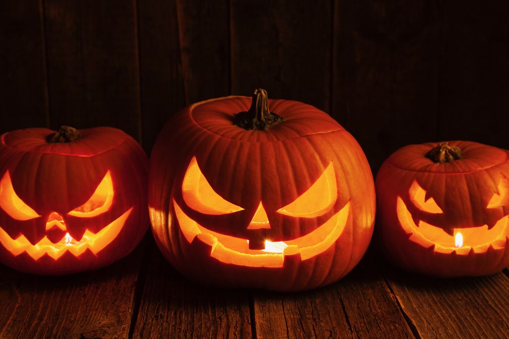 Three Carved Pumpkins