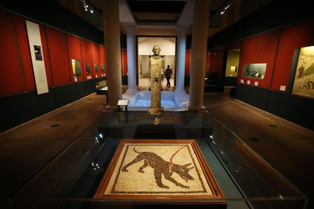 Installation view of the British Museum's "Life and Death in Pompeii and Herculaneum" exhibition 