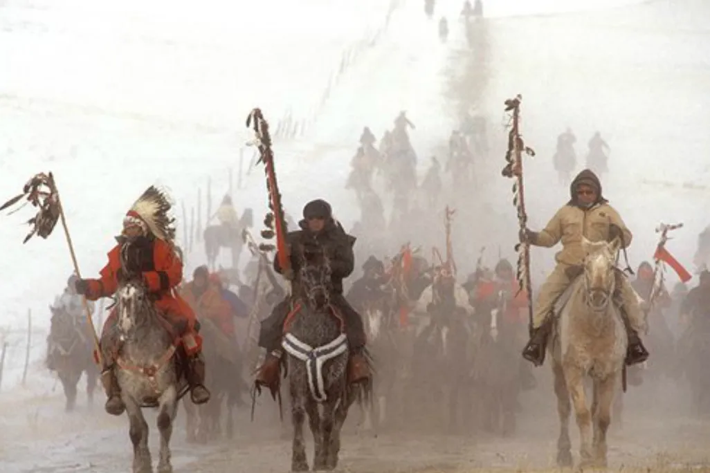 The Centennial Ride to Wounded Knee, December 29, 1990. Photograph by James Cook.
