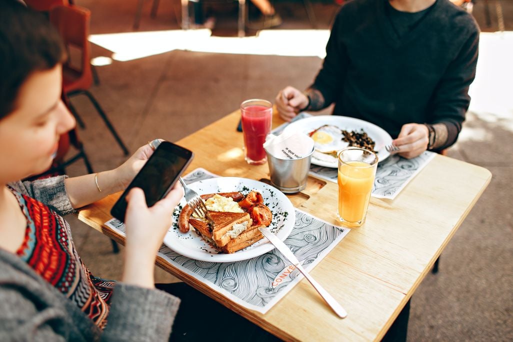 Two people eating