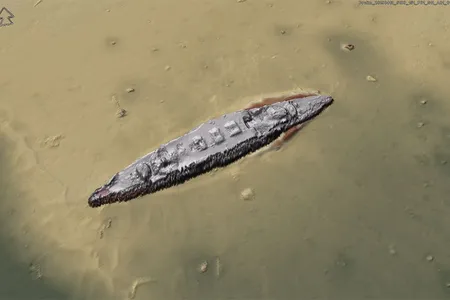 A sonar image of the S.M.S. Scharnhorst, which sank in the south Atlantic on December 8, 1914