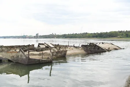 German warships dating to World War II are visible again in the Danube River, as they were in 2024 as pictured here.&nbsp;&nbsp;&nbsp;
